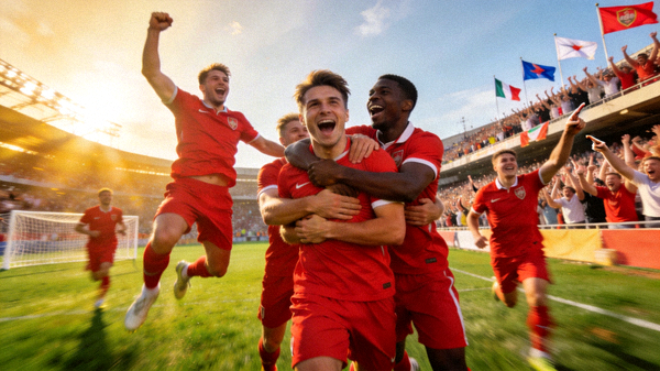 足球比赛精彩进球集锦，球员庆祝进球瞬间